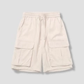 Short cargo homme blanc crème, coupe droite décontractée avec taille élastique - M / Khaki
