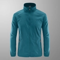 Ademend heren zonwerend jack van ijszijde in pauwblauw met handige zakken met ritsen - M / Denim Blauw