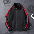 Veste de sport homme noire avec bandes rouges latérales et col montant chic - M / Noir Rouge