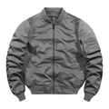 Classic dark grey MA-1 flight jacket with ribbed collar and utility sleeve pocket - S / Dark Gray (Regular)