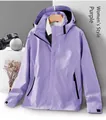 Women's light purple windproof outdoor jacket with hooded design for spring - Women's Purple