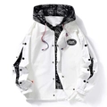 Veste à capuche pour homme effet deux-pièces blanche avec motif paisley noir et boutons - M / Blanc