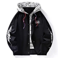Veste à capuche noire pour homme style baseball avec patchwork paisley et boutons - M / Noir
