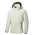 Men's light grey waterproof outdoor hooded jacket in a loose fit athletic style - M / Off White