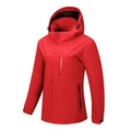 Waterproof and windproof hooded outdoor sport jacket in vibrant red for men and women - M / Red