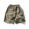 Pantaloncini cargo uomo verde militare con vita elastica e tasche posteriori utility - S / Verde Militare