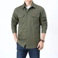 Camicia termica uomo verde militare foderata in pile con tasche anteriori e maniche lunghe - M / Verde Militare