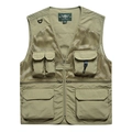 Herren Outdoor Angelweste mit vielen Taschen in Armeegrün mit robustem V-Ausschnitt - M / Khaki