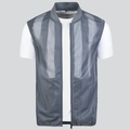 Men's breathable dark grey mesh vest with stand collar and zipper closure for summer wear - S / Gray