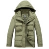 Militärgrüne Herren Windjacke mit Kapuze, mehreren Taschen und gestepptem Innenfutter - M / Khaki