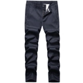 Men's navy casual straight-leg fleece trousers with side pockets and classic button fly - EU 30 / Dark Blue
