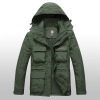 Wasserabweisende Herren-Jacke in Armeegrün mit Kapuze und vier Funktionstaschen - M / Armeegrün