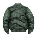 Chaqueta bomber MA-1 verde oscuro clásica en nailon sedoso con cuello acanalado y cremallera - S / Verde Militar (Regular)