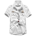 Camicia militare tattica a maniche corte per uomo in bianco con spalline e tasche - M / Bianco