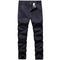 Men's navy blue thermal chinos with fleece lining and premium metal button detail - EU 30 / Dark Blue