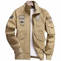 Khaki Herren Militär Bomberjacke mit Airborne Stickerei und Rippbündchen am Kleiderbügel - M / Khaki