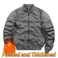 Men's dark grey MA1 bomber jacket with quilted thermal lining and sleeve pocket - S / Dark Gray (Thickened Padded)