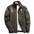 Militärische Fliegerjacke für Herren in Armeegrün mit taktischen Stick-Aufnähern - M / Armeegrün