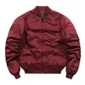 Padded and thickened burgundy MA1 bomber jacket with ribbed cuffs and metallic zipper - S / Wine Red (Thickened Padded)