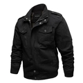 Chaqueta táctica negra para hombre con múltiples bolsillos y puños acanalados, vista 3/4 - M / Negro