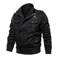 Chaqueta militar negra para hombre con bordado U.S. ARMY y estrellas en cuello alto - M / Negro