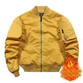 Bright yellow MA1 bomber jacket with padded lining and ribbed trim in a relaxed fit - S / Yellow (Thickened Padded)