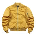 Bright yellow classic MA-1 bomber jacket with ribbed collar and utility sleeve pocket - S / Yellow (Regular)