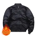 Classic black MA-1 bomber jacket with padded lining and sleeve pocket detail - S / Black (Thickened Padded)