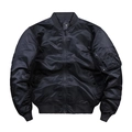 Classic black MA-1 bomber jacket with satin finish nylon and ribbed trims in a sleek fit - S / Black (Standard)