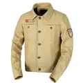 Giacca cargo da uomo stile militare kaki con revers classici e stemmi ricamati - M / Cachi
