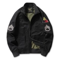 Retro M1942 military bomber jacket in black with vintage embroidery and rib knit cuffs - M / Black
