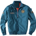 Military-style bomber jacket in navy blue with orange lining and air force patches - Blue
