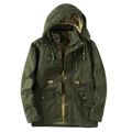 Parka da uomo verde scuro con cappuccio e calda fodera interna in finta pelliccia - M / Verde