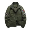 Men's green MA1 flight jacket with thick fleece lining and military patches detail - M / Green