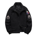 Men's MA1 military style flight jacket with black fleece lining and embroidered patches - M / Black