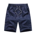 Pantaloncini cargo blu navy da uomo con elastico in vita e coulisse e tasche laterali - M / Blu scuro