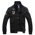 Men's black military casual jacket featuring 101st Airborne embroidery and stand collar - M / Black