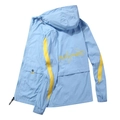 Veste de protection solaire homme en soie glacée bleu clair avec imprimé dos - M / Bleu