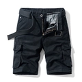 Short cargo pour homme en coton bleu foncé avec ceinture tressée grise et poches - EU 28 / Noir