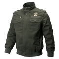Chaqueta de vuelo táctica verde militar de algodón con parches e insignias militares - M / Verde Militar