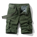 Short cargo vert armée pour homme avec poches et ceinture en toile assortie - EU 28 / Vert Armée