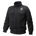 Chaqueta táctica militar negra para hombre con bordado U.S. Army y parches de estrellas - M / Negro