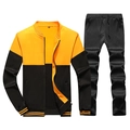 Survêtement homme automne jaune et noir avec veste zippée et pantalon à cordon de serrage - M / Jaune
