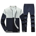 Ensemble de survêtement bicolore pour homme avec veste zippée et pantalon de sport bleu marine - M / Bleu foncé