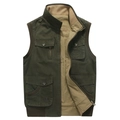 Chaleco cargo de exterior para hombre en verde militar con varios bolsillos y cuello alto - M / Verde Militar