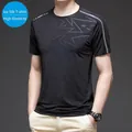 Herren Sommer T-Shirt aus Eisseide mit hoher Elastizität und atmungsaktivem Mesh-Design - M / Schwarz