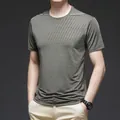 Men's ice silk short sleeve T-shirt with high elasticity and reflective shoulder detail - M / Khaki (5868039)