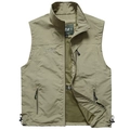Chaleco de pesca para hombre verde oliva con bolsillos múltiples y forro transpirable - M / Caqui