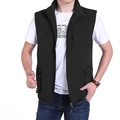 Chaleco negro de exterior para hombre con cuello alto, bolsillos y bordado frontal - M / Negro