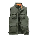 Men's outdoor utility vest in army green with multi-pockets and breathable mesh lining - L / Army Green